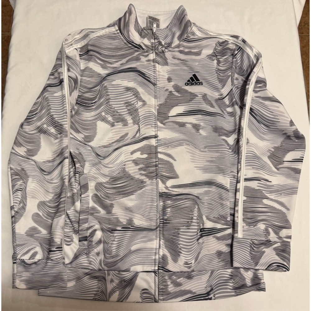 Adidas Youth Jacket - Gray and White - Size L/G 14/16 - Very Good Condition